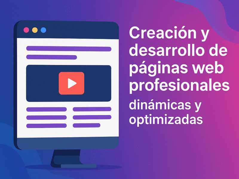 Creación y desarrollo de páginas web profesionales, dinámicas y optimizadas